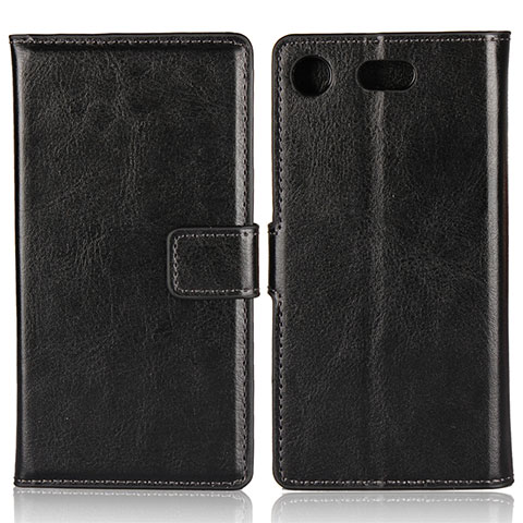 Coque Clapet Portefeuille Livre Cuir L01 pour Sony Xperia XZ1 Compact Noir