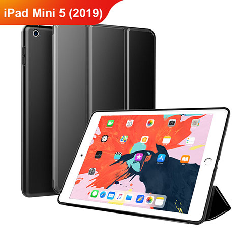 Coque Clapet Portefeuille Livre Cuir L03 pour Apple iPad Mini 5 (2019) Noir