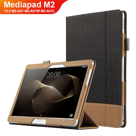 Coque Clapet Portefeuille Livre Cuir L03 pour Huawei MediaPad M2 10.0 M2-A01 M2-A01W M2-A01L Noir