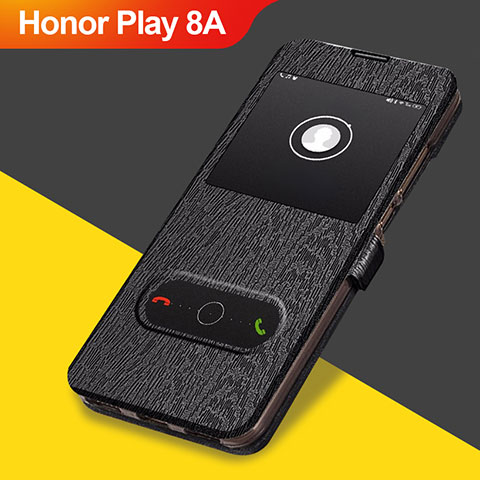 Coque Clapet Portefeuille Livre Cuir pour Huawei Honor Play 8A Noir