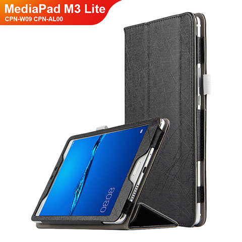 Coque Clapet Portefeuille Livre Cuir pour Huawei MediaPad M3 Lite 8.0 CPN-W09 CPN-AL00 Noir