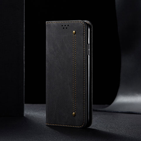 Coque Clapet Portefeuille Livre Tissu B01S pour Samsung Galaxy A13 5G Noir