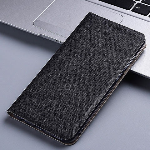 Coque Clapet Portefeuille Livre Tissu H12P pour Apple iPhone 6S Plus Noir