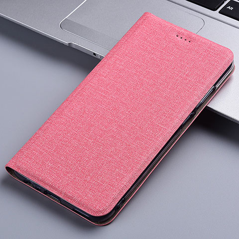 Coque Clapet Portefeuille Livre Tissu H13P pour Xiaomi Redmi Note 9 Rose
