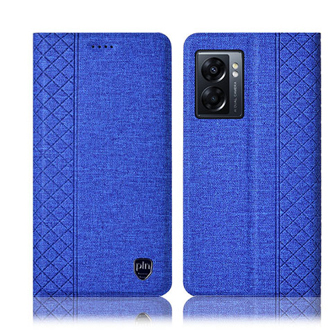 Coque Clapet Portefeuille Livre Tissu H14P pour OnePlus Nord N300 5G Bleu
