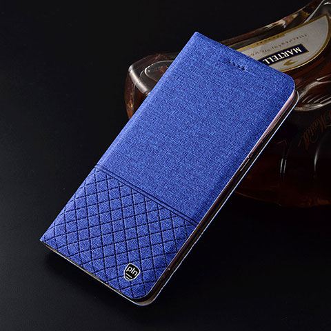Coque Clapet Portefeuille Livre Tissu H21P pour Samsung Galaxy A9s Bleu