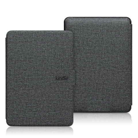 Coque Clapet Portefeuille Livre Tissu L01 pour Amazon Kindle 6 inch Noir