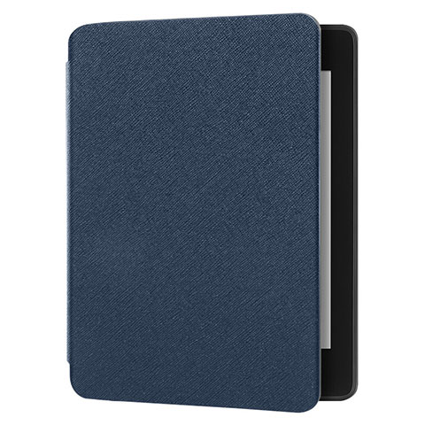 Coque Clapet Portefeuille Livre Tissu pour Amazon Kindle 6 inch Bleu
