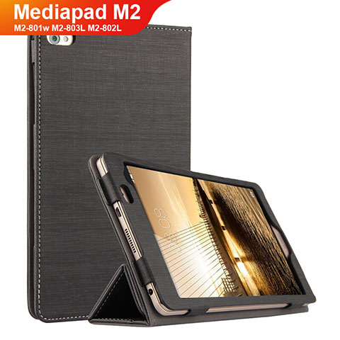 Coque Clapet Portefeuille Livre Tissu pour Huawei Mediapad M2 8 M2-801w M2-803L M2-802L Noir