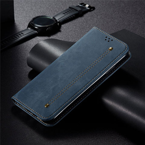 Coque Clapet Portefeuille Livre Tissu pour Xiaomi Redmi 10X 5G Bleu