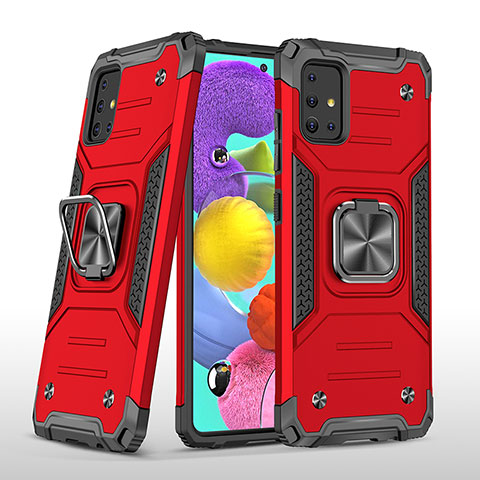 Coque Contour Silicone et Plastique Housse Etui Mat avec Magnetique Support Bague Anneau MQ1 pour Samsung Galaxy A51 4G Rouge