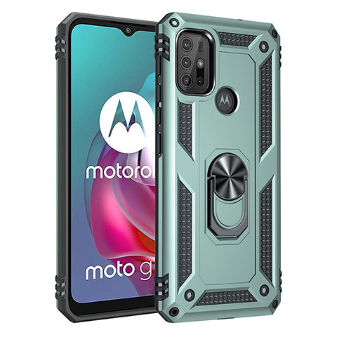 Coque Contour Silicone et Plastique Housse Etui Mat avec Magnetique Support Bague Anneau pour Motorola Moto G20 Vert
