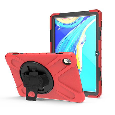 Coque Contour Silicone et Plastique Housse Etui Mat avec Support A01 pour Huawei MediaPad M6 10.8 Rouge