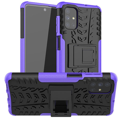Coque Contour Silicone et Plastique Housse Etui Mat avec Support A02 pour Samsung Galaxy M51 Violet