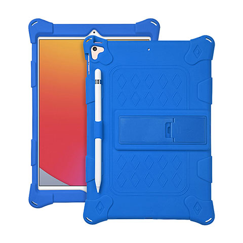 Coque Contour Silicone et Plastique Housse Etui Mat avec Support H01 pour Apple iPad Air 3 Bleu
