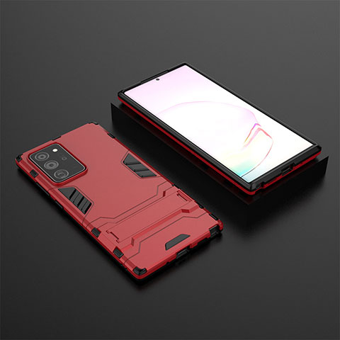 Coque Contour Silicone et Plastique Housse Etui Mat avec Support KC1 pour Samsung Galaxy Note 20 Ultra 5G Rouge