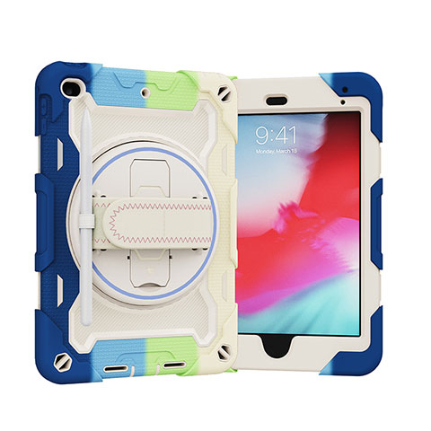 Coque Contour Silicone et Plastique Housse Etui Mat avec Support L01 pour Apple iPad Mini 5 (2019) Bleu Ciel