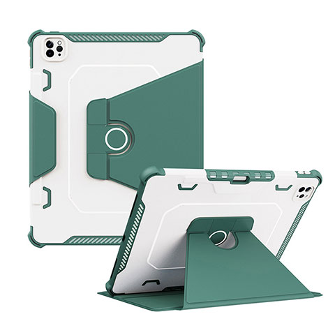 Coque Contour Silicone et Plastique Housse Etui Mat avec Support L04 pour Apple iPad Pro 12.9 (2020) Vert