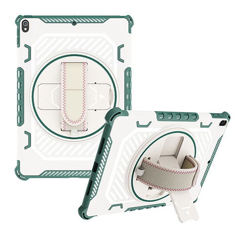 Coque Contour Silicone et Plastique Housse Etui Mat avec Support L06 pour Apple iPad Air 3 Vert