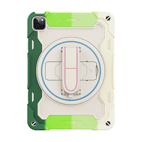 Coque Contour Silicone et Plastique Housse Etui Mat avec Support L11 pour Apple iPad Pro 11 (2020) Vert