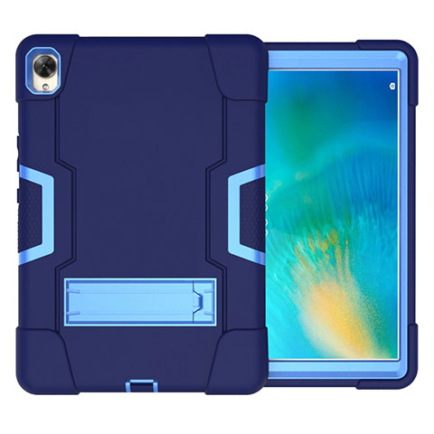 Coque Contour Silicone et Plastique Housse Etui Mat avec Support pour Huawei MatePad 10.8 Bleu