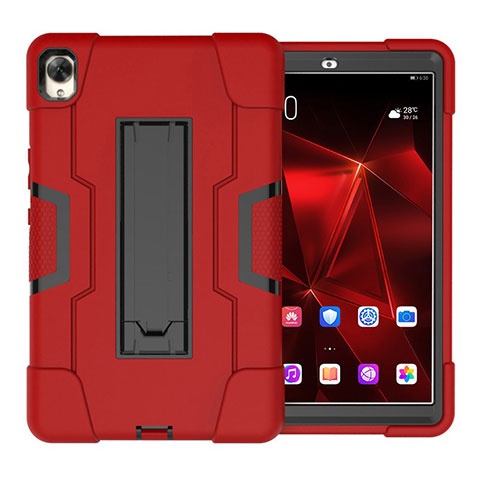 Coque Contour Silicone et Plastique Housse Etui Mat avec Support pour Huawei MediaPad M6 10.8 Rouge