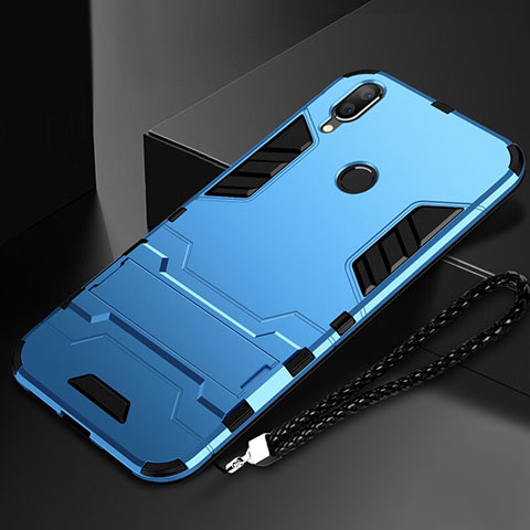 Coque Contour Silicone et Plastique Housse Etui Mat avec Support pour Huawei Nova Lite 3 Bleu Ciel