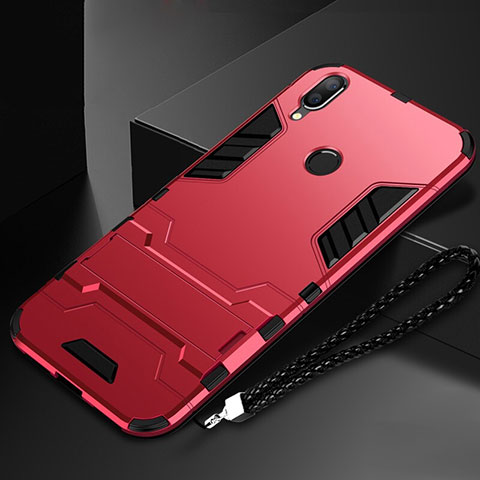 Coque Contour Silicone et Plastique Housse Etui Mat avec Support pour Huawei Nova Lite 3 Rouge