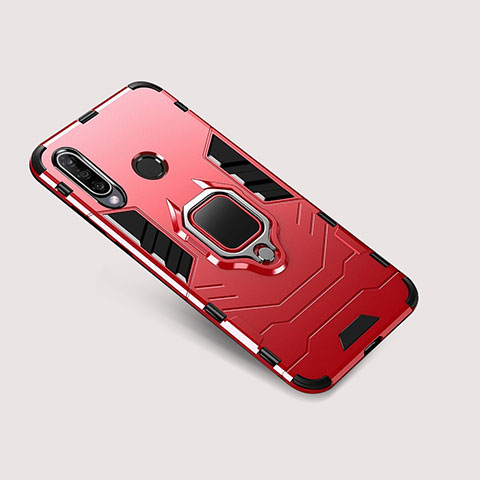 Coque Contour Silicone et Plastique Housse Etui Mat avec Support pour Huawei P30 Lite XL Rouge