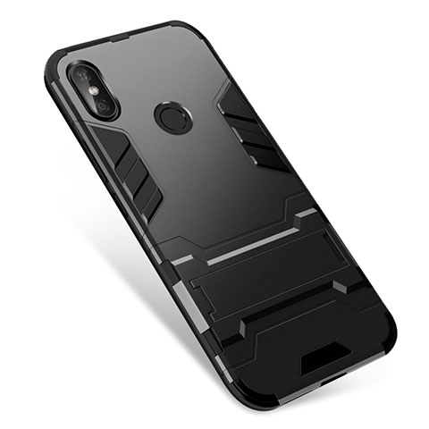 Coque Contour Silicone et Plastique Housse Etui Mat avec Support pour Xiaomi Redmi Note 5 AI Dual Camera Noir