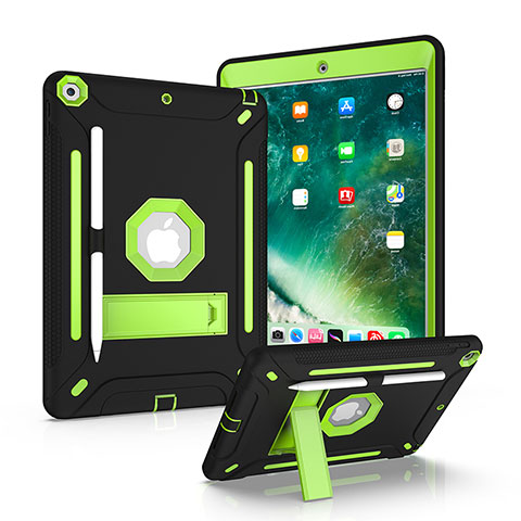 Coque Contour Silicone et Plastique Housse Etui Mat avec Support YJ1 pour Apple iPad 10.2 (2020) Vert