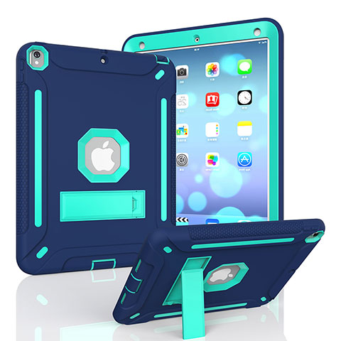 Coque Contour Silicone et Plastique Housse Etui Mat avec Support YJ1 pour Apple iPad Pro 10.5 Bleu