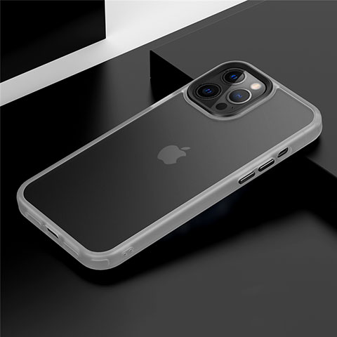 Coque Contour Silicone et Plastique Housse Etui Mat N01 pour Apple iPhone 12 Pro Blanc