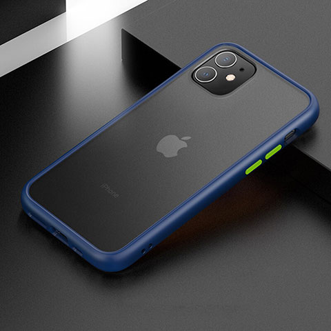 Coque Contour Silicone et Plastique Housse Etui Mat pour Apple iPhone 11 Bleu