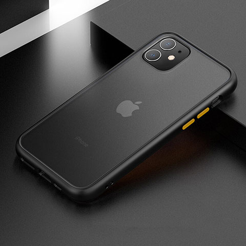 Coque Contour Silicone et Plastique Housse Etui Mat pour Apple iPhone 11 Noir