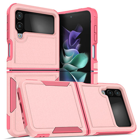 Coque Contour Silicone et Plastique Housse Etui Mat pour Samsung Galaxy Z Flip4 5G Or Rose