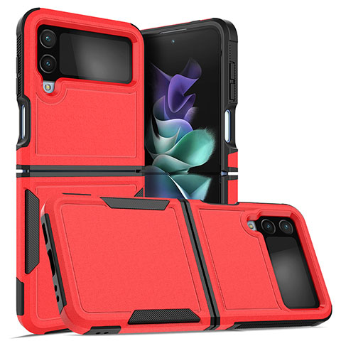 Coque Contour Silicone et Plastique Housse Etui Mat pour Samsung Galaxy Z Flip4 5G Rouge