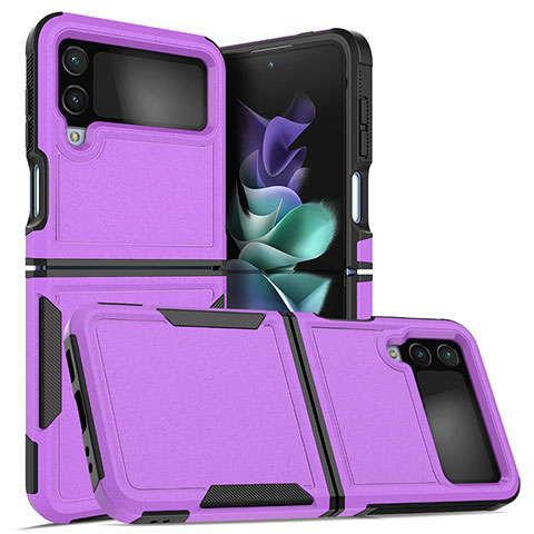 Coque Contour Silicone et Plastique Housse Etui Mat pour Samsung Galaxy Z Flip4 5G Violet