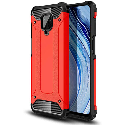 Coque Contour Silicone et Plastique Housse Etui Mat pour Xiaomi Redmi Note 9 Pro Rouge