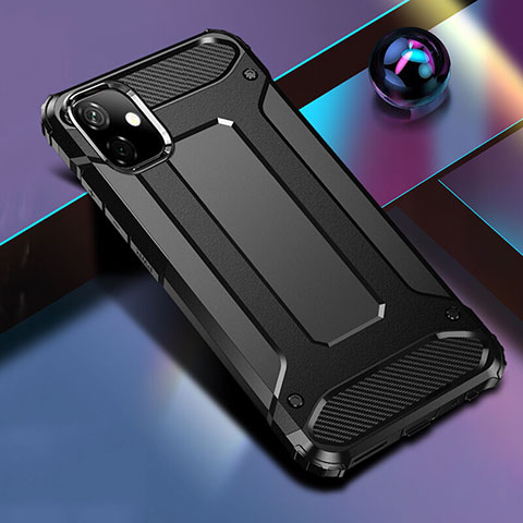 Coque Contour Silicone et Plastique Housse Etui Mat R01 pour Apple iPhone 11 Noir