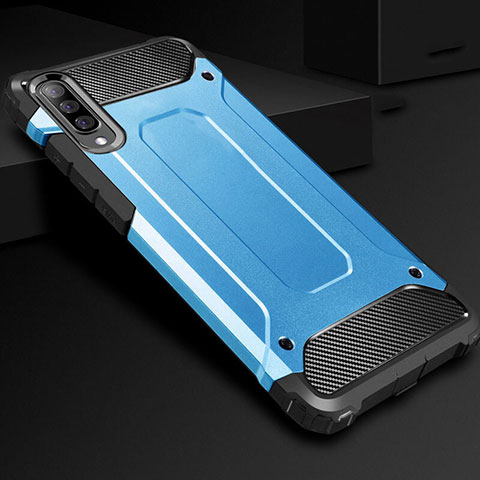 Coque Contour Silicone et Plastique Housse Etui Mat R01 pour Samsung Galaxy A70 Bleu Ciel