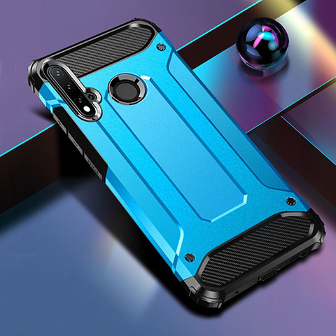 Coque Contour Silicone et Plastique Housse Etui Mat R02 pour Huawei P20 Lite (2019) Bleu Ciel