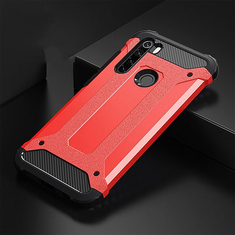 Coque Contour Silicone et Plastique Housse Etui Mat R02 pour Xiaomi Redmi Note 8 (2021) Rouge