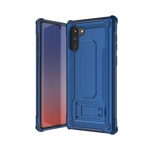 Coque Contour Silicone et Plastique Housse Etui Mat U01 pour Samsung Galaxy Note 10 5G Bleu