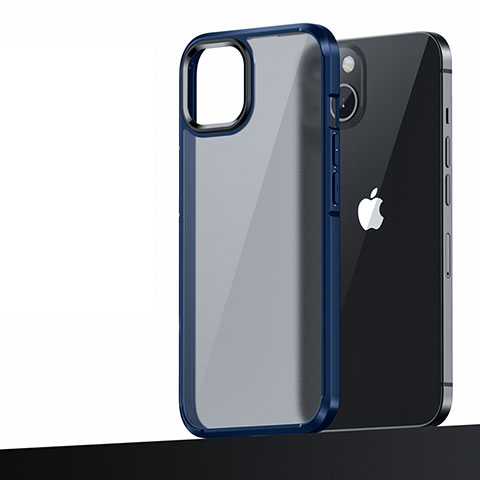 Coque Contour Silicone et Plastique Housse Etui Mat U04 pour Apple iPhone 15 Plus Bleu