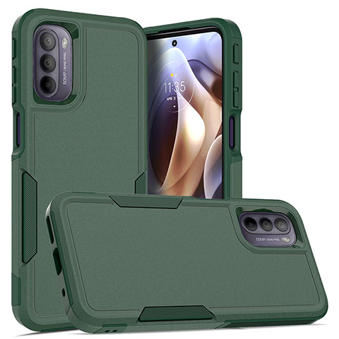 Coque Contour Silicone et Plastique Housse Etui Protection Integrale 360 Degres MQ1 pour Motorola Moto G41 Vert Nuit