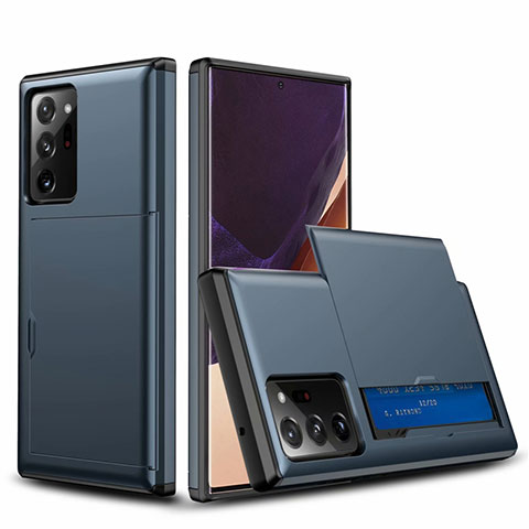 Coque Contour Silicone et Plastique Housse Etui Protection Integrale 360 Degres N01 pour Samsung Galaxy Note 20 Ultra 5G Bleu