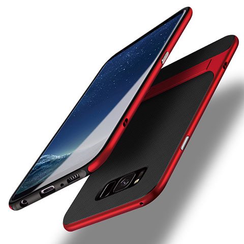 Coque Contour Silicone et Plastique Mat avec Support pour Samsung Galaxy S8 Plus Rouge