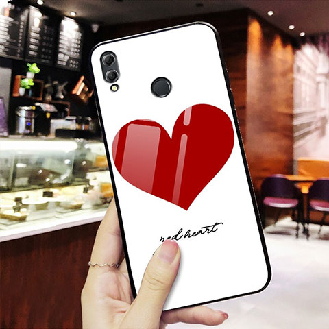 Coque Contour Silicone et Vitre Amour Coeur Miroir S02 pour Huawei Honor 8X Rouge