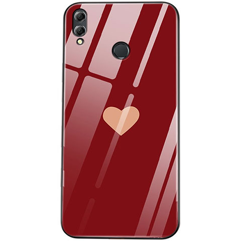 Coque Contour Silicone et Vitre Amour Coeur Miroir S04 pour Huawei Honor 8X Rouge